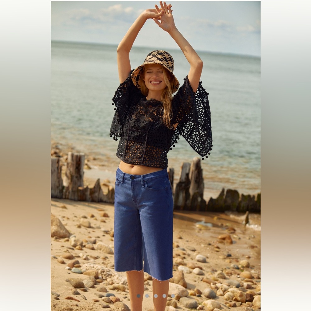 NWT BY ANTHROPOLOGIE Victorian Cutwork Blouse Black Size M